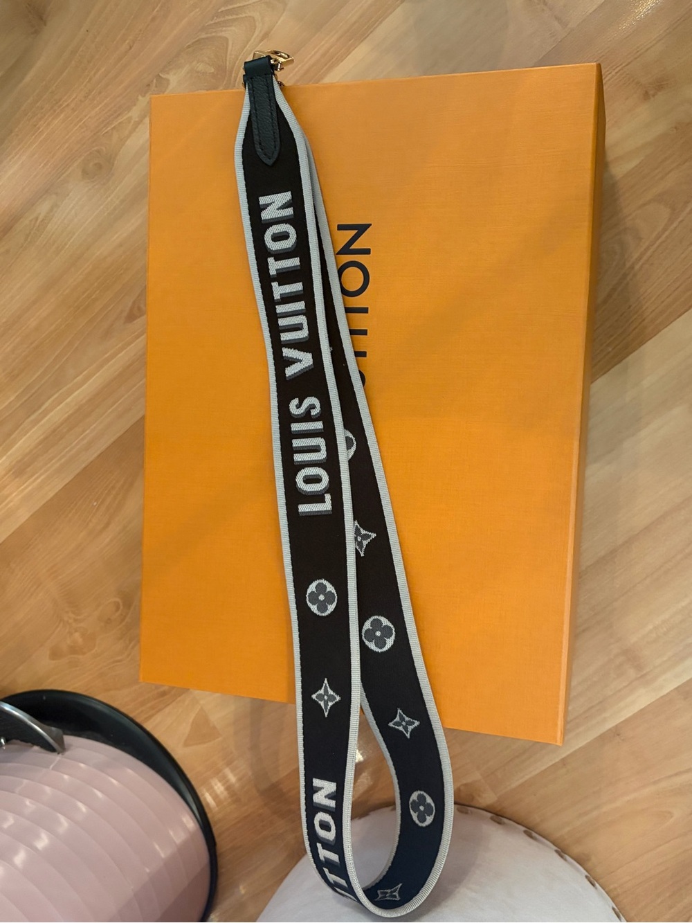 Louis Vuitton Jacquard Diane Shoulder Strap Black Ivory Guitar Strap